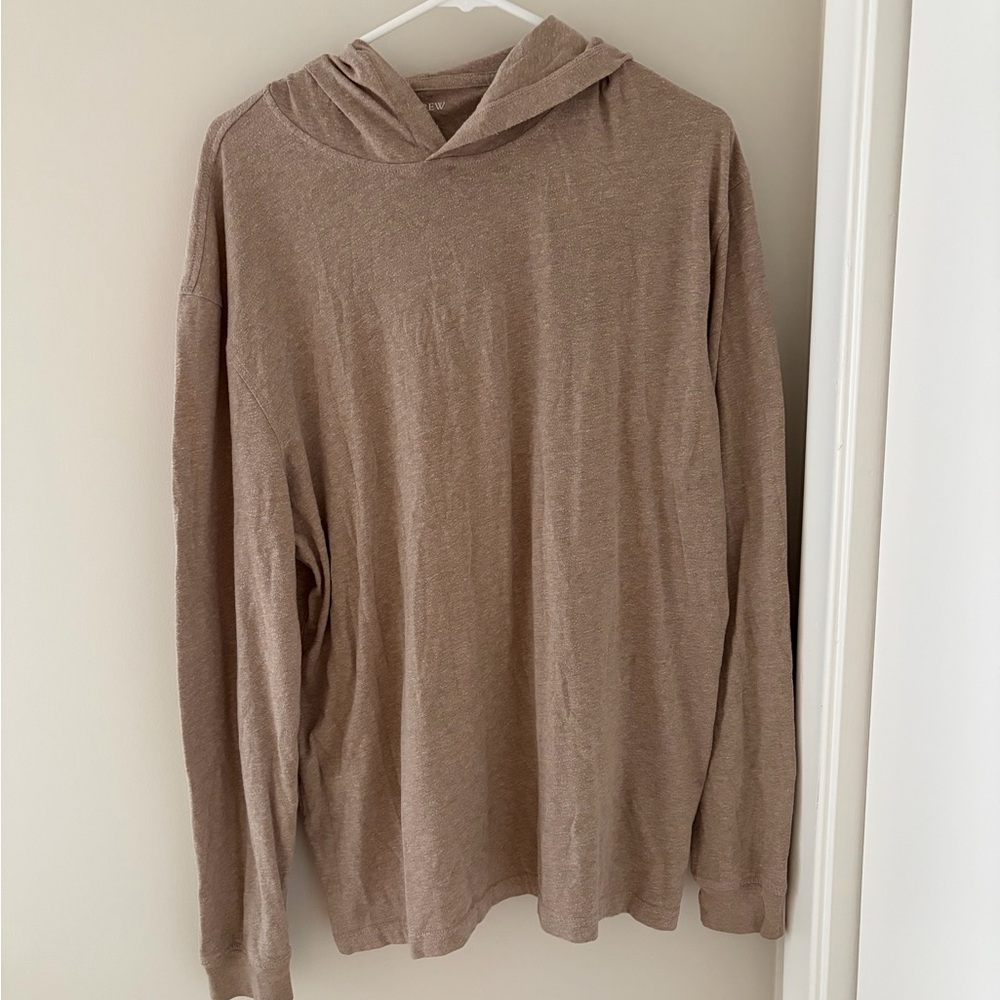 J crew Mens Tan Hooded Long Sleeve Top